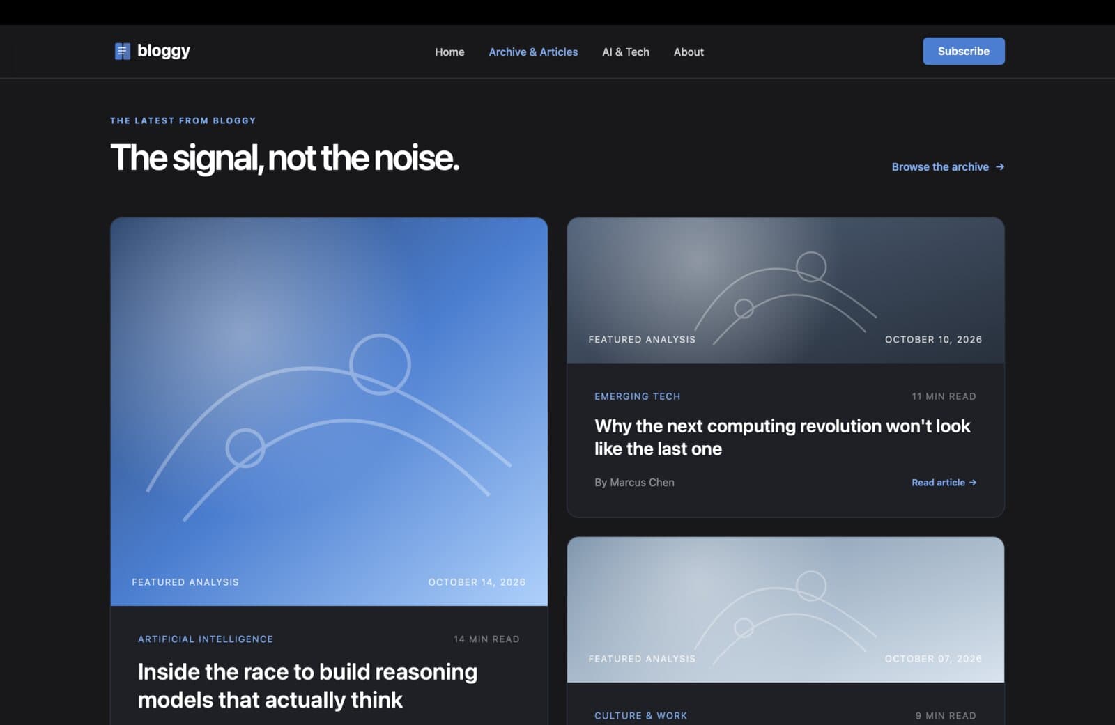 A blog publication website built and deployed by Actus